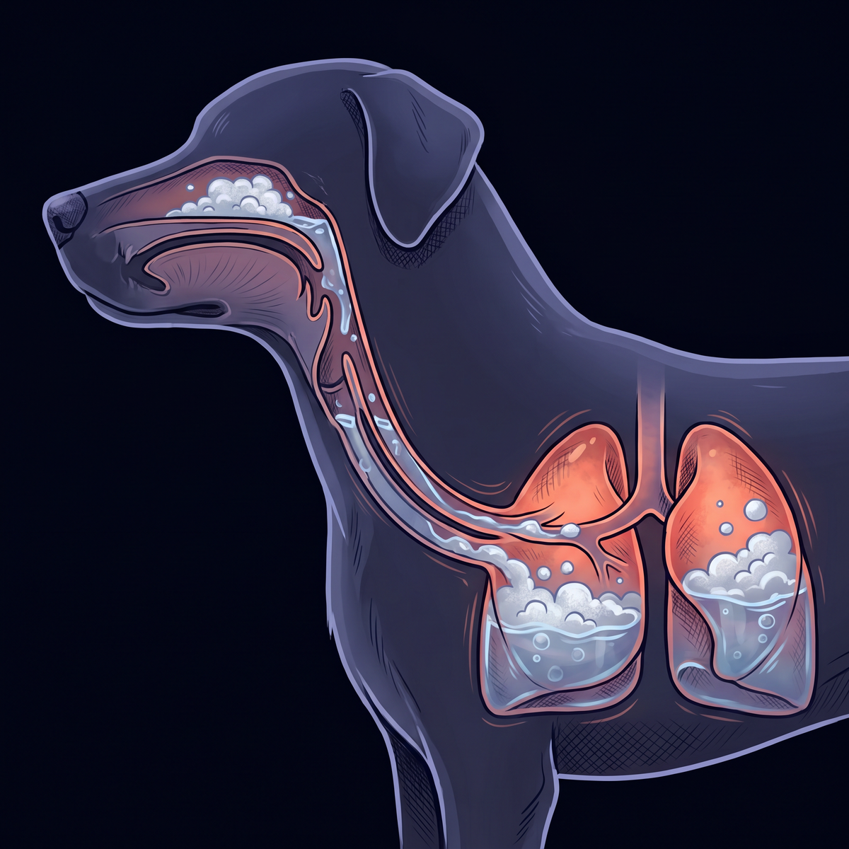 Distressed dog being held, looking unwell